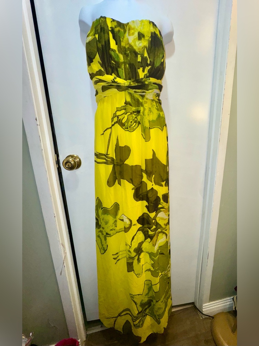 Yellow Green Floral Maxi Dress
